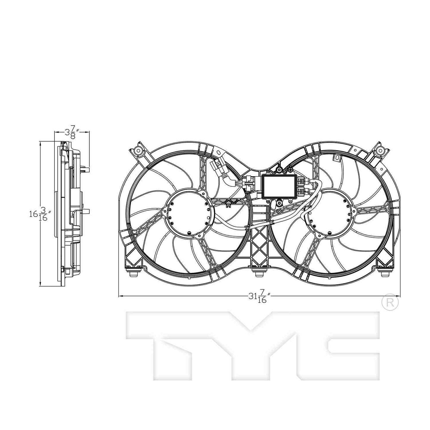TYC Dual Radiator and Condenser Fan Assembly 623760