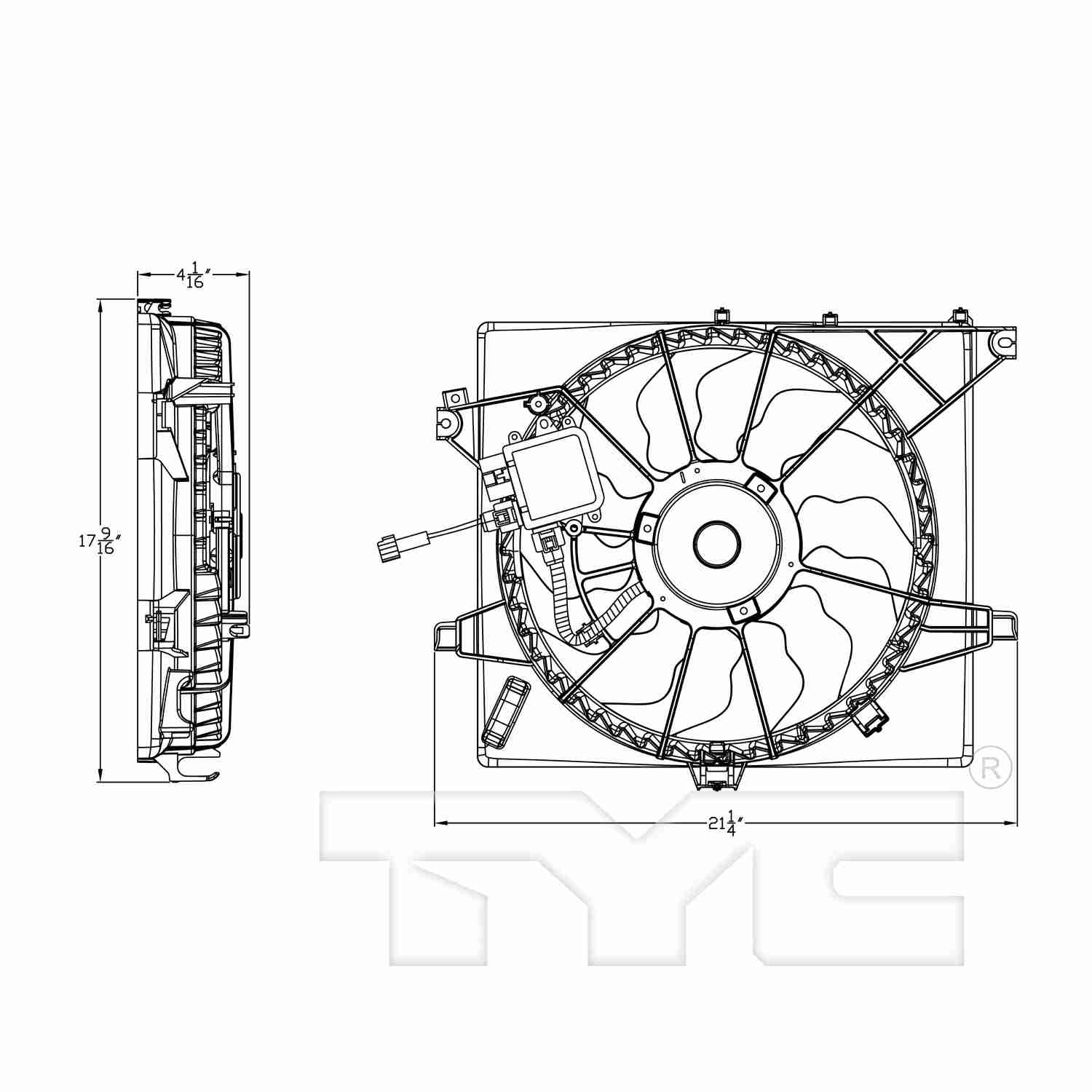 TYC Dual Radiator and Condenser Fan Assembly 623780