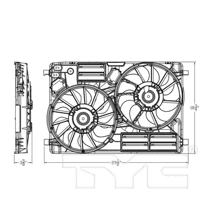 TYC Dual Radiator and Condenser Fan Assembly 623800