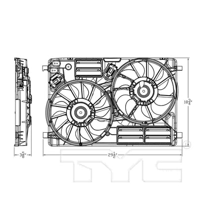 TYC Dual Radiator and Condenser Fan Assembly 623810