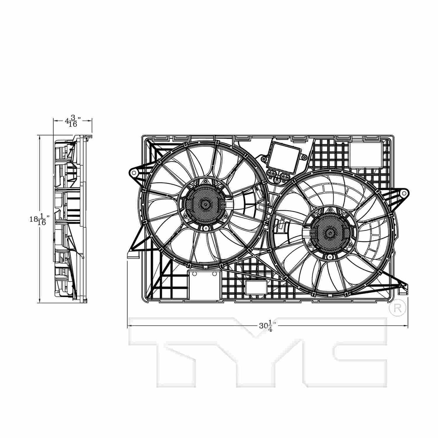 TYC Dual Radiator and Condenser Fan Assembly 623850