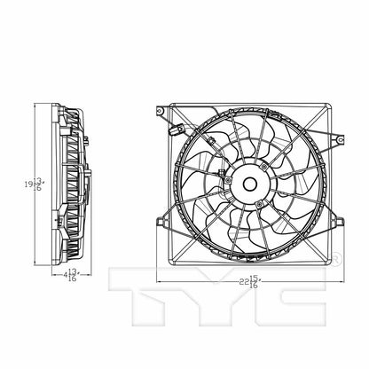 TYC Dual Radiator and Condenser Fan Assembly 623860