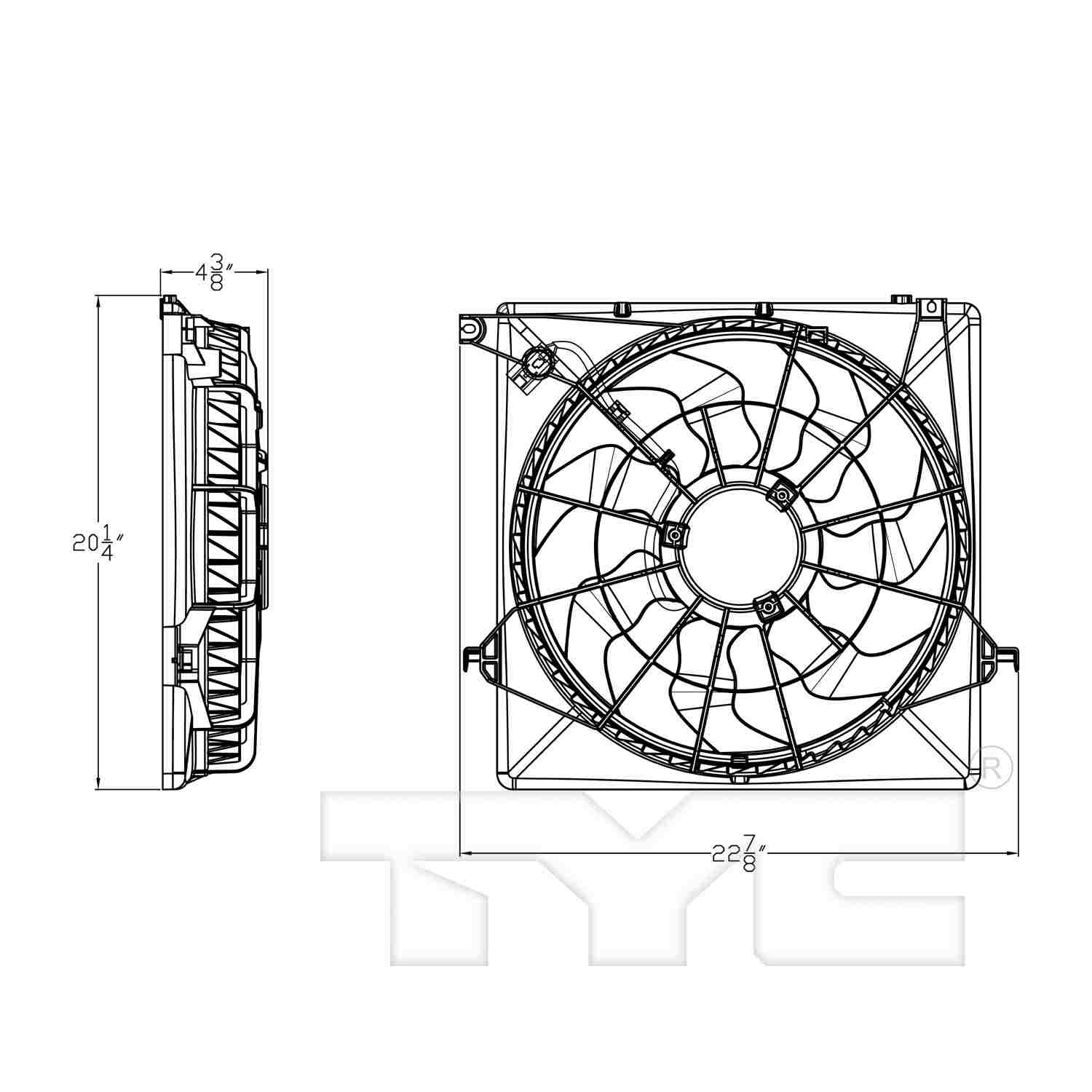 TYC Dual Radiator and Condenser Fan Assembly 623880