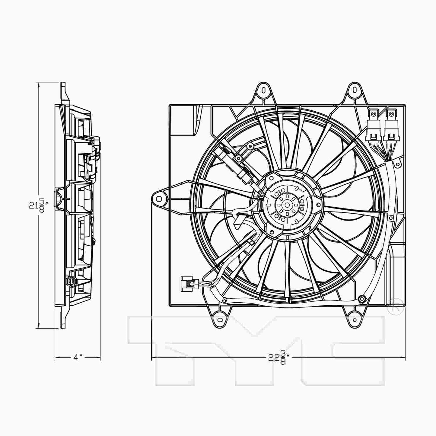 TYC Dual Radiator and Condenser Fan Assembly 623910