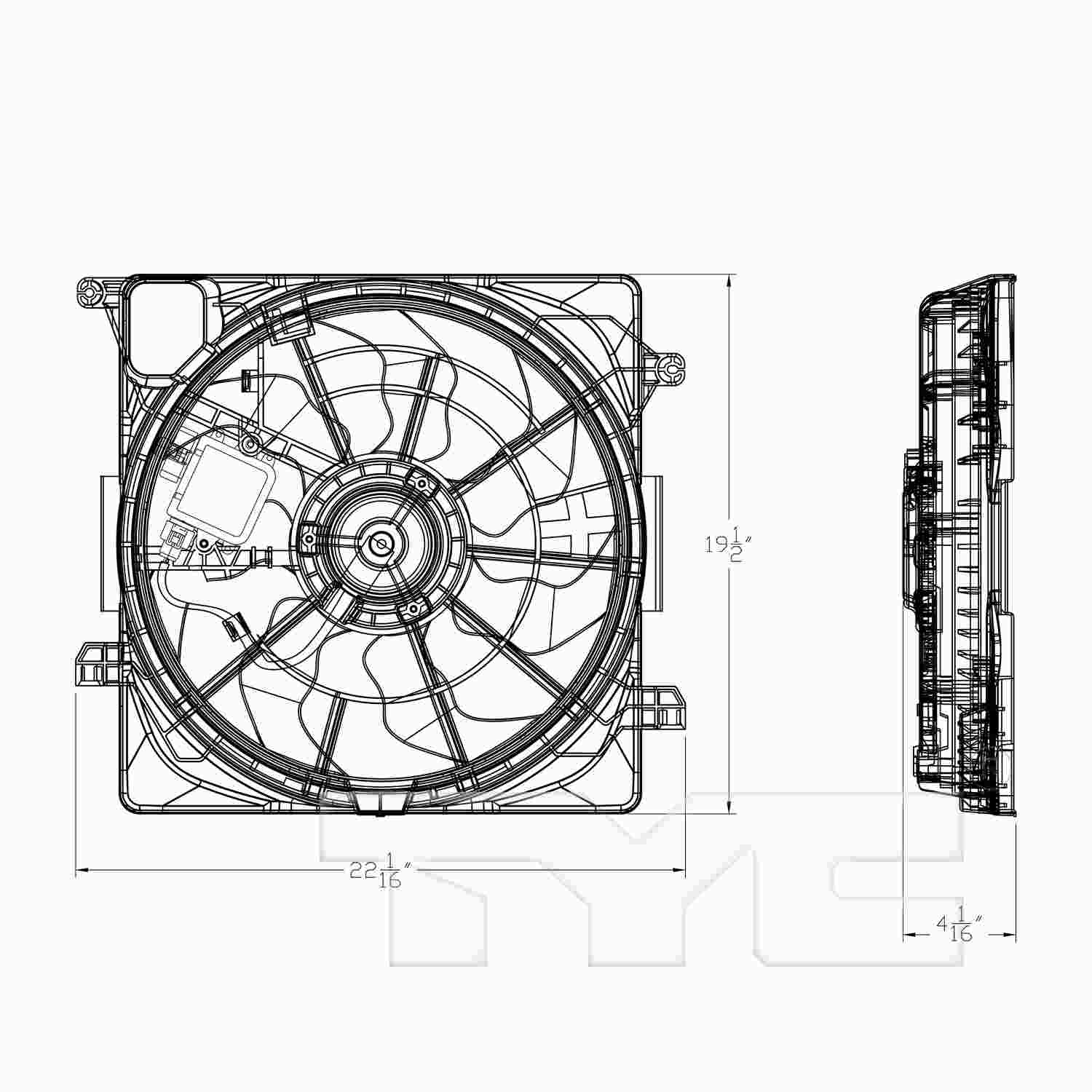 TYC Dual Radiator and Condenser Fan Assembly 623970