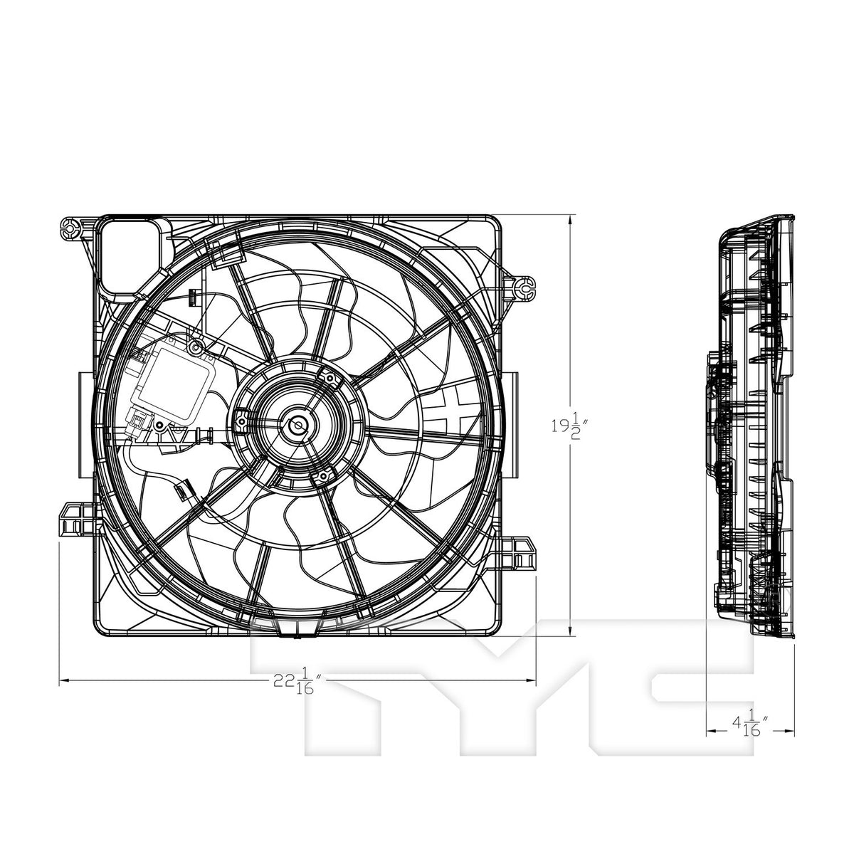 TYC Dual Radiator and Condenser Fan Assembly 623970