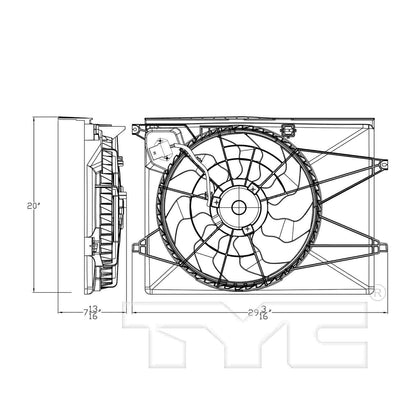 TYC Dual Radiator and Condenser Fan Assembly 623980