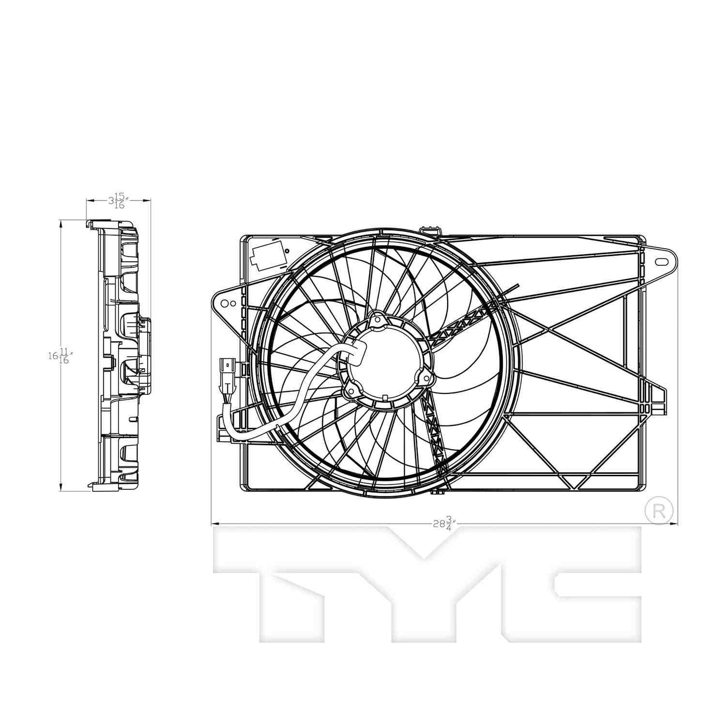 TYC Dual Radiator and Condenser Fan Assembly 624010