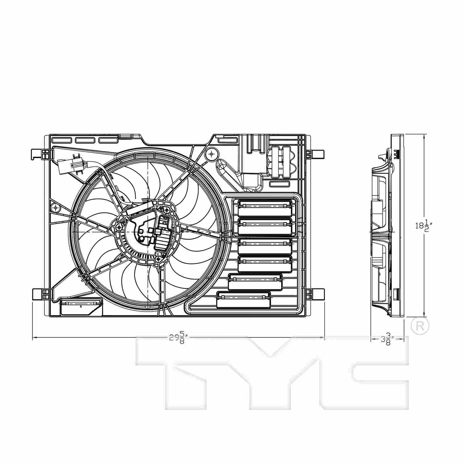 TYC Dual Radiator and Condenser Fan Assembly 624020