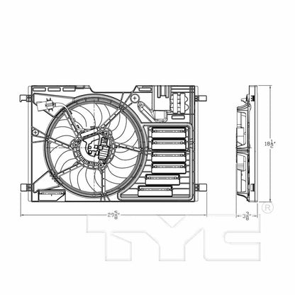 TYC Dual Radiator and Condenser Fan Assembly 624020