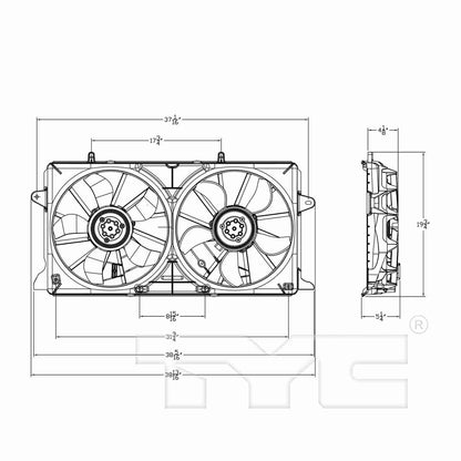 TYC Dual Radiator and Condenser Fan Assembly 624050