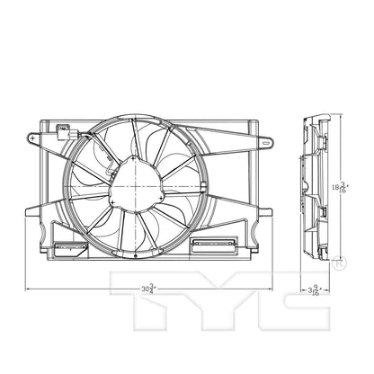 TYC Dual Radiator and Condenser Fan Assembly 624060