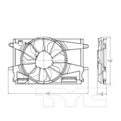 TYC Dual Radiator and Condenser Fan Assembly 624060