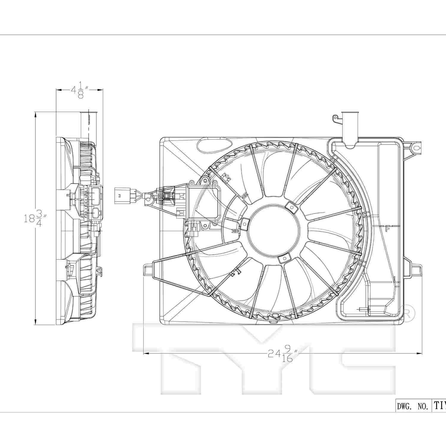 TYC Dual Radiator and Condenser Fan Assembly 624150
