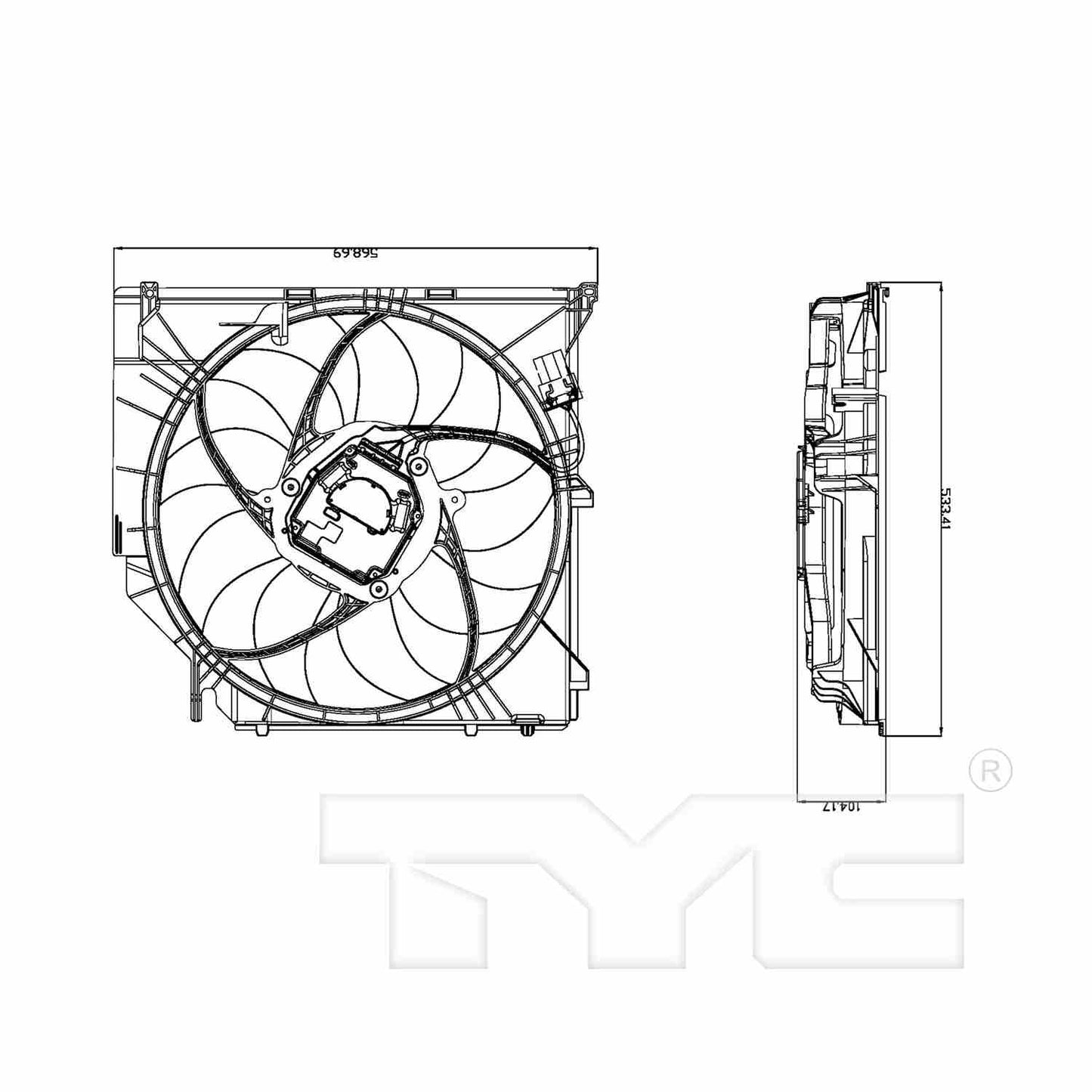 TYC Dual Radiator and Condenser Fan Assembly 624230