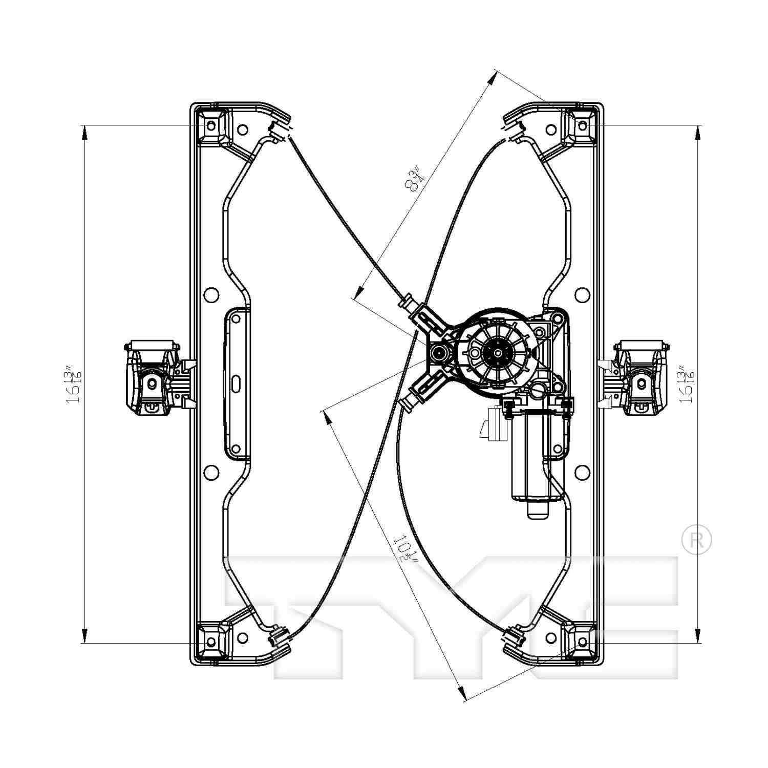 TYC Power Window Motor and Regulator Assembly  top view frsport 660418