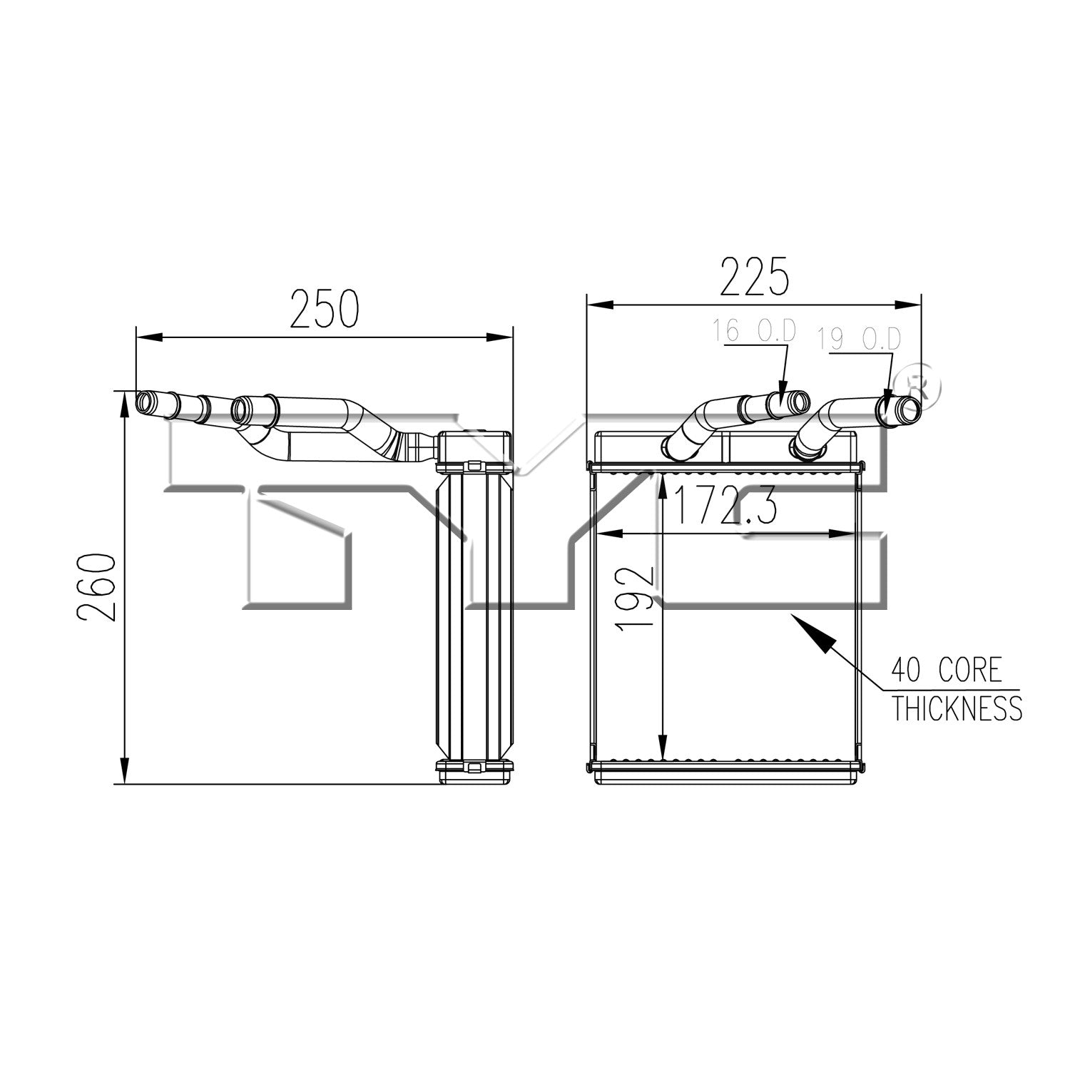 TYC HVAC Heater Core 96109