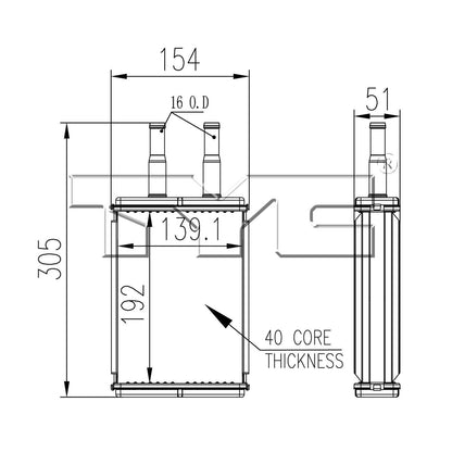 TYC HVAC Heater Core 96112
