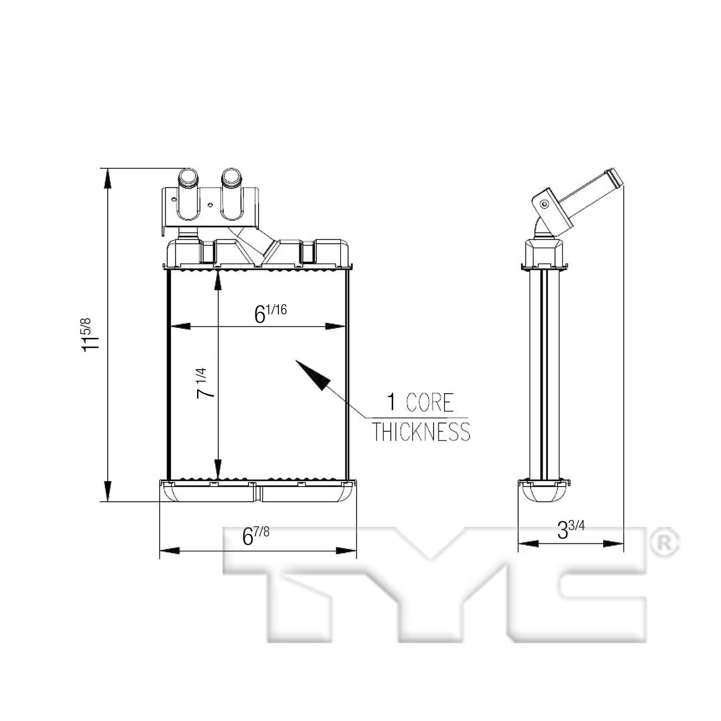 TYC HVAC Heater Core 96115