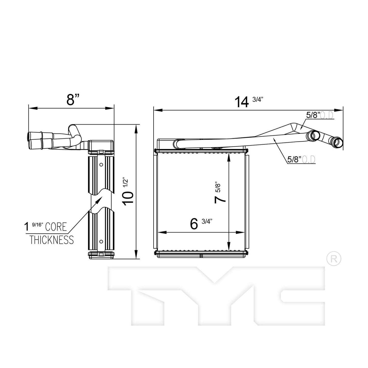 TYC HVAC Heater Core 96116
