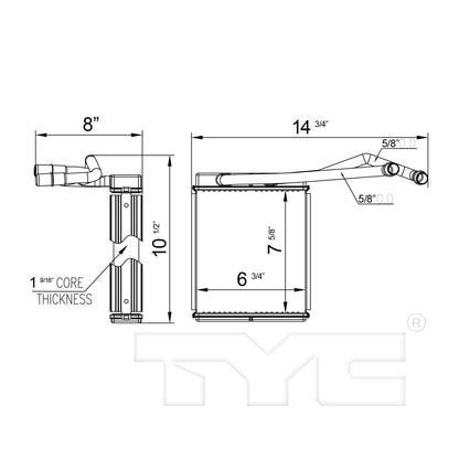 TYC HVAC Heater Core 96116