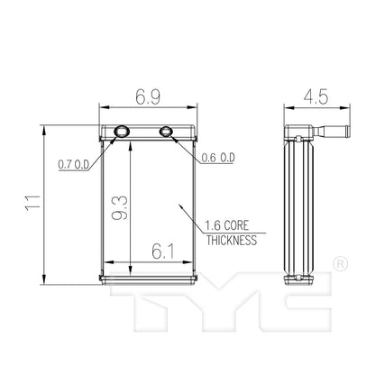 TYC HVAC Heater Core 96122
