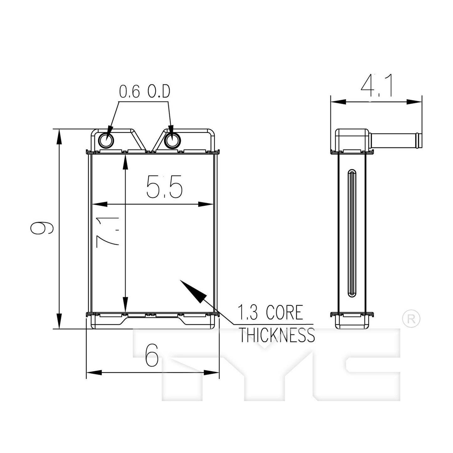 TYC HVAC Heater Core 96123