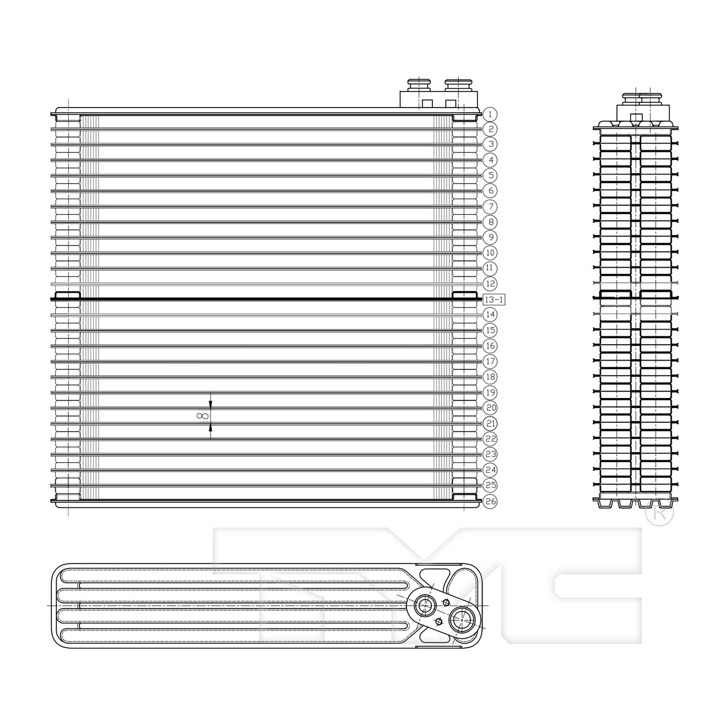 TYC A/C Evaporator Core 97025