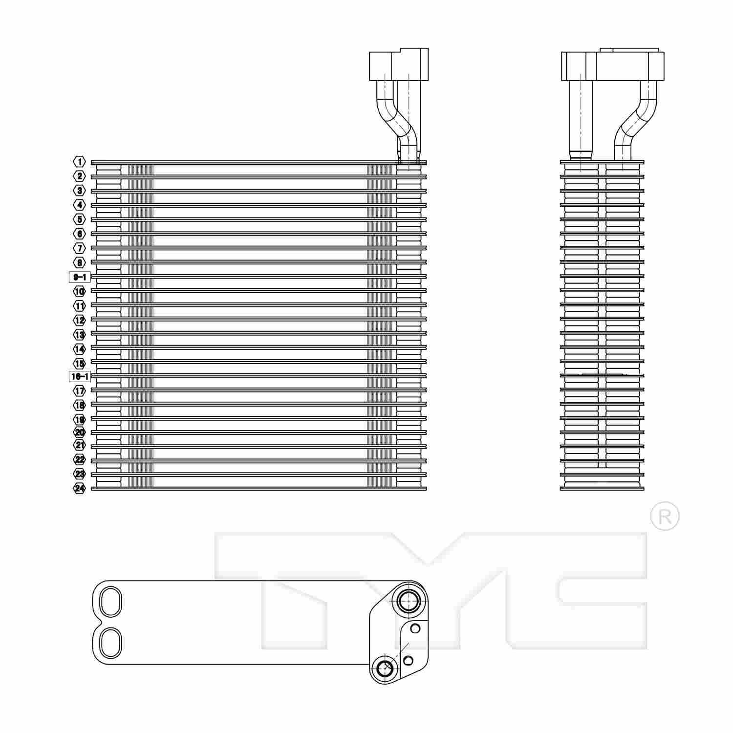 TYC A/C Evaporator Core 97076