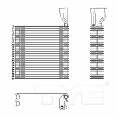 TYC A/C Evaporator Core 97076