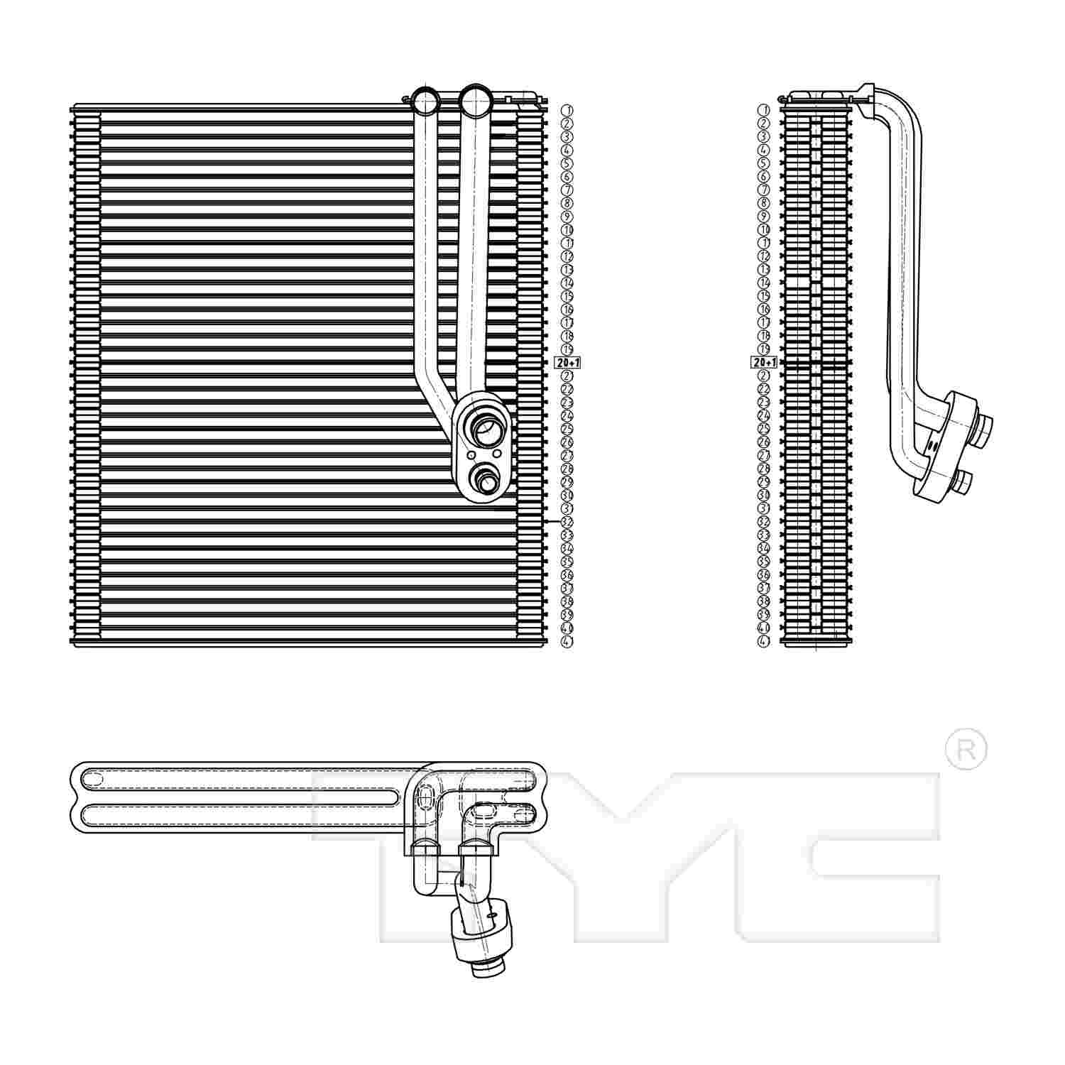 TYC A/C Evaporator Core 97136