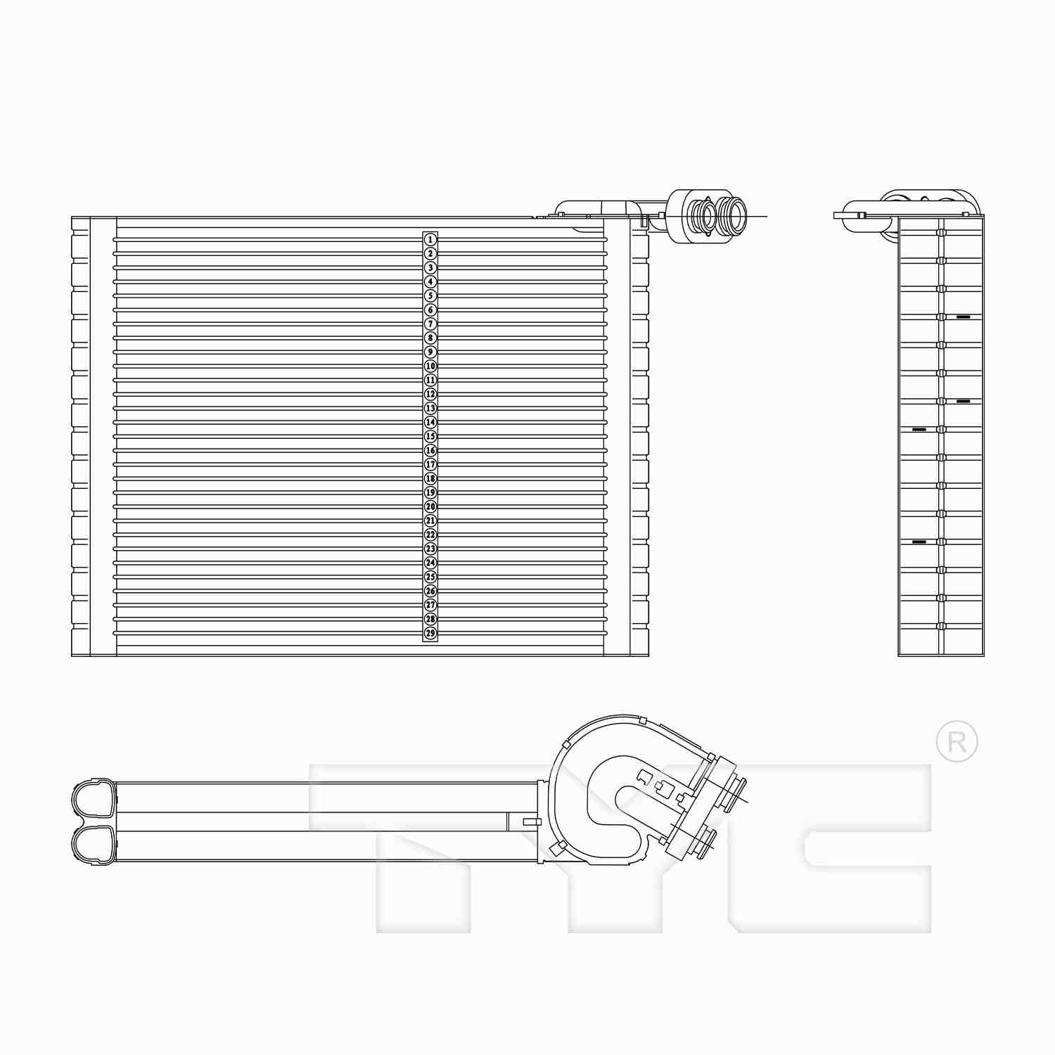 TYC A/C Evaporator Core 97295