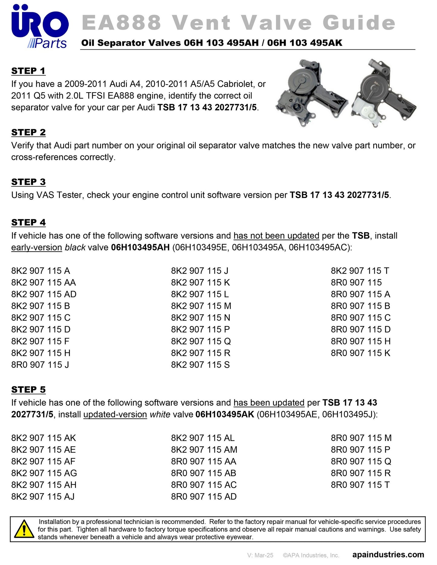 URO Engine Oil Separator 06H103495AH