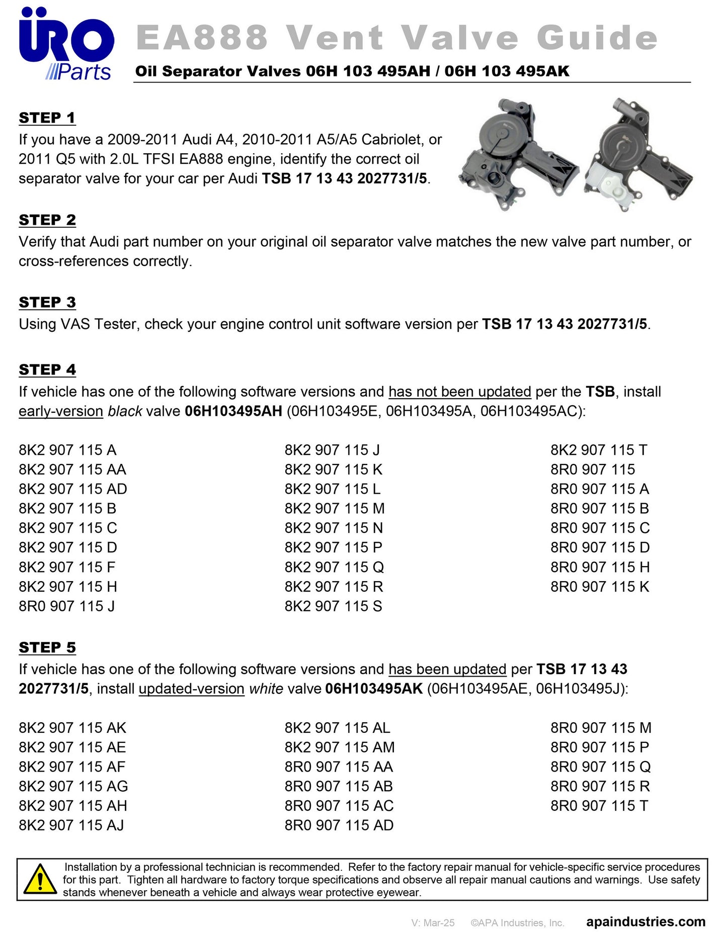 URO Engine Oil Separator 06H103495AH