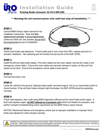 URO Parking Brake Actuator 34436850289