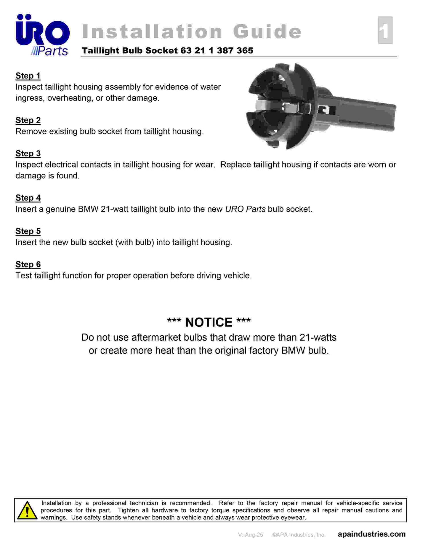 URO Tail Light Bulb Carrier