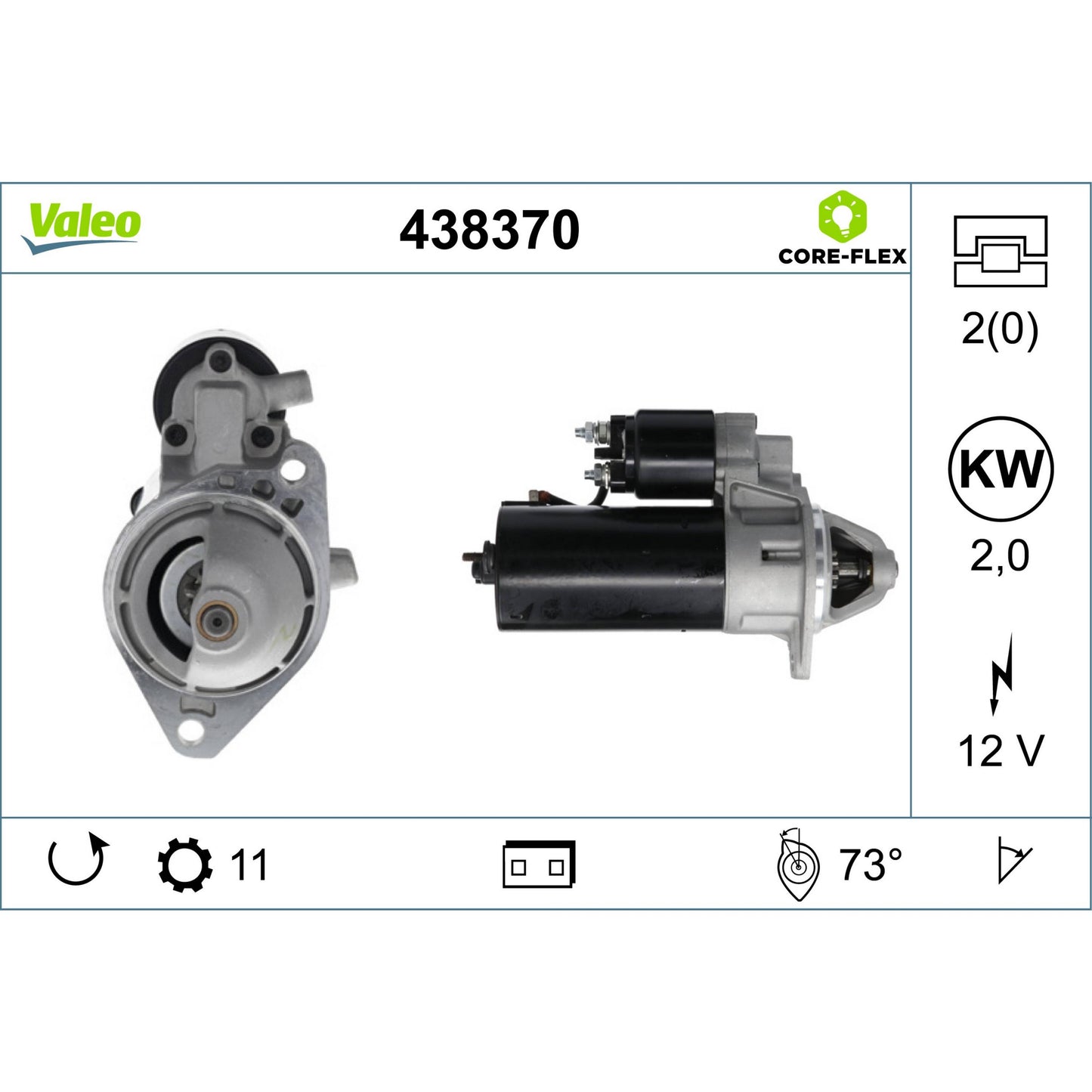 Valeo Starter Motor 438370 image 2