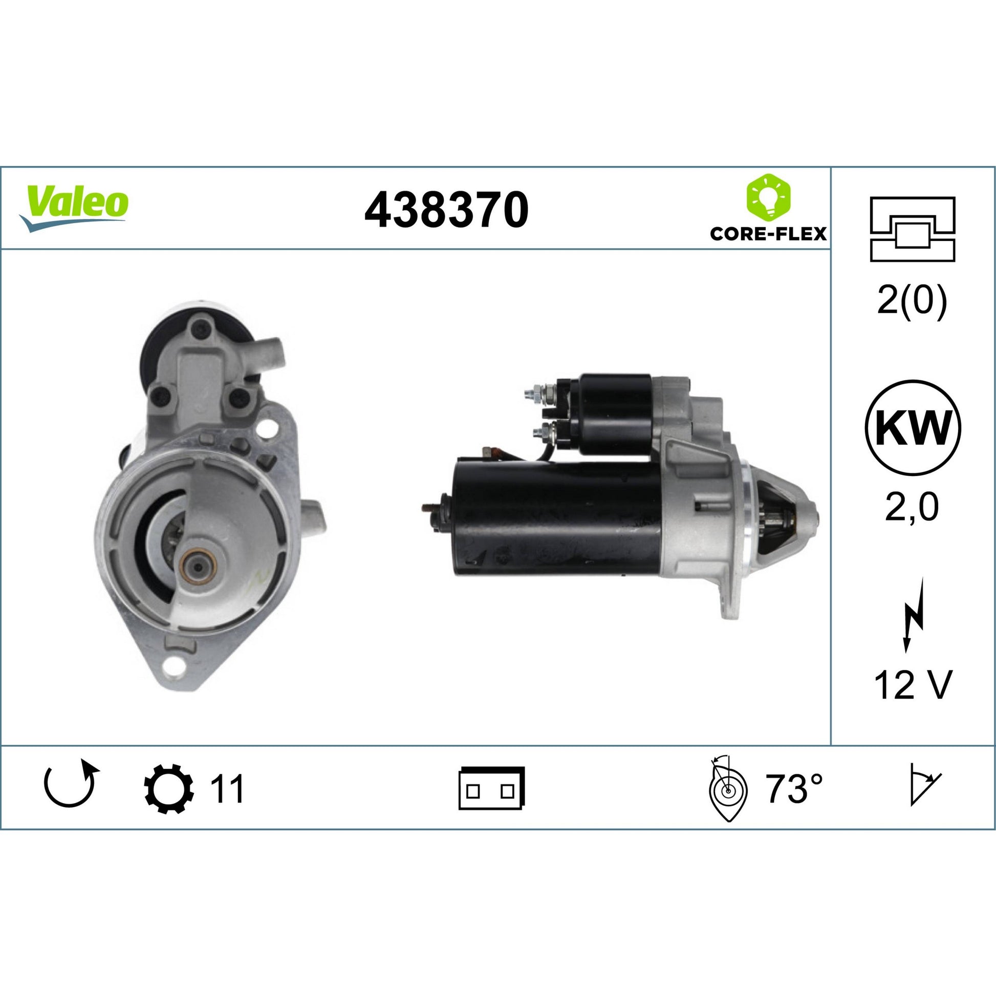 Valeo Starter Motor 438370 image 2