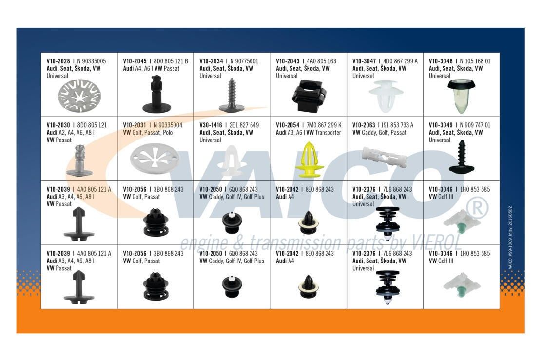 Vaico Fastener Assortment, Each, D1:V991009, D1S:V99 1009, JP1:98354003740,