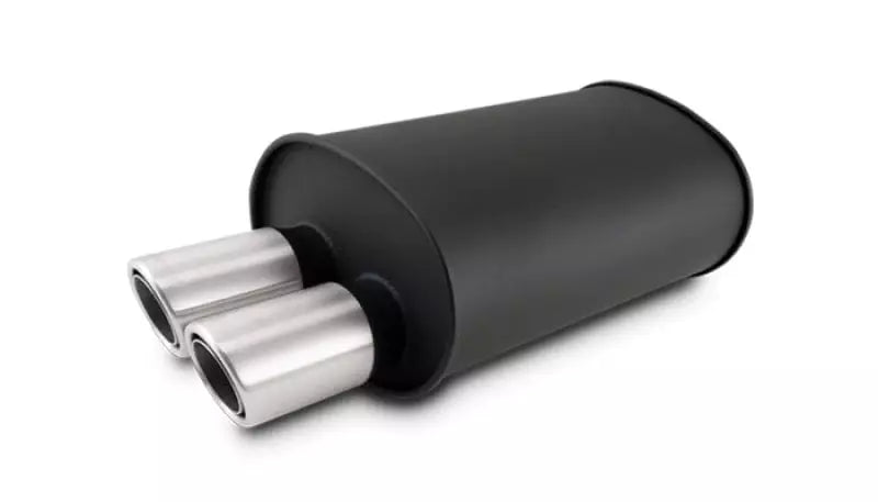 Vibrant Streetpower Flat Black Oval Muffler 3in Inlet Mufflers and Resonators Mufflers and Components main image