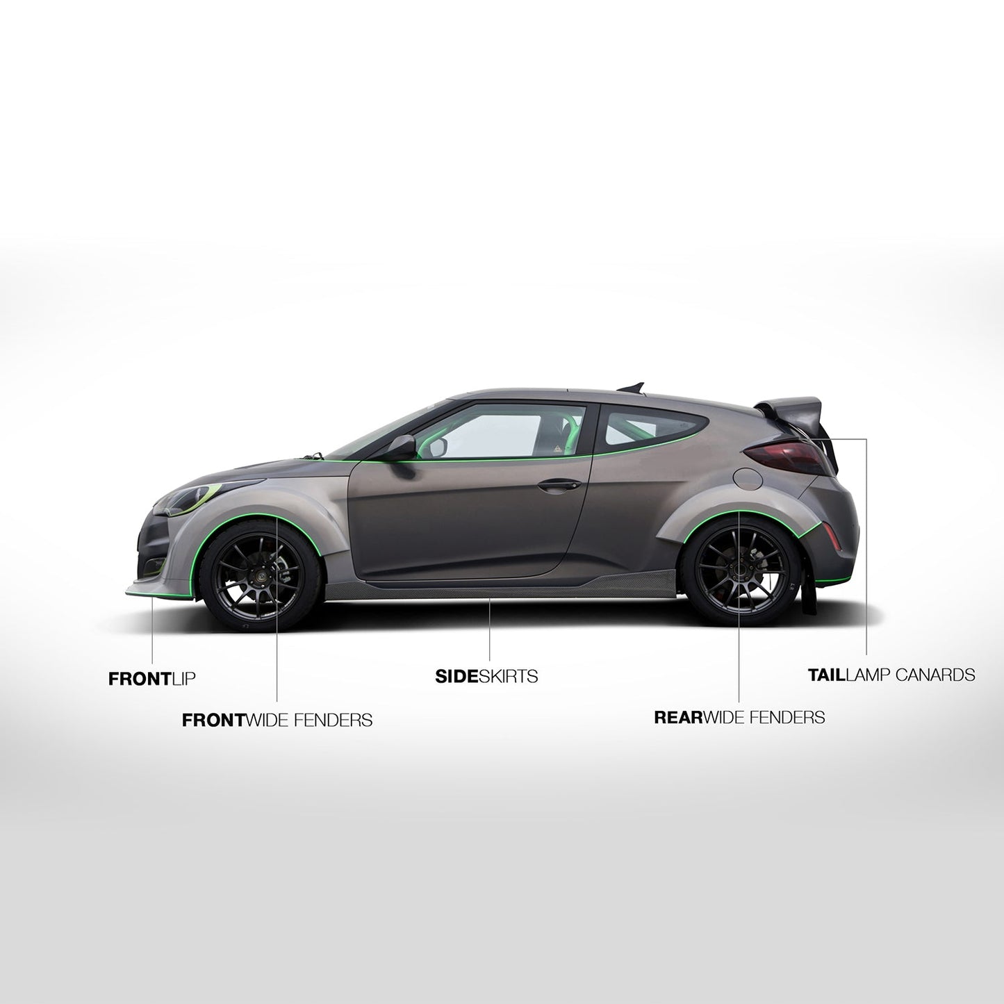 ARK 2012-2017 Hyundai Veloster C-FX Fiberglass Front Over Fenders