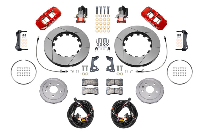 Wilwood 20-23 Chevy Corvette C8 Aero4 Red Rear Big Brake Kit - Slotted 140-17009-R