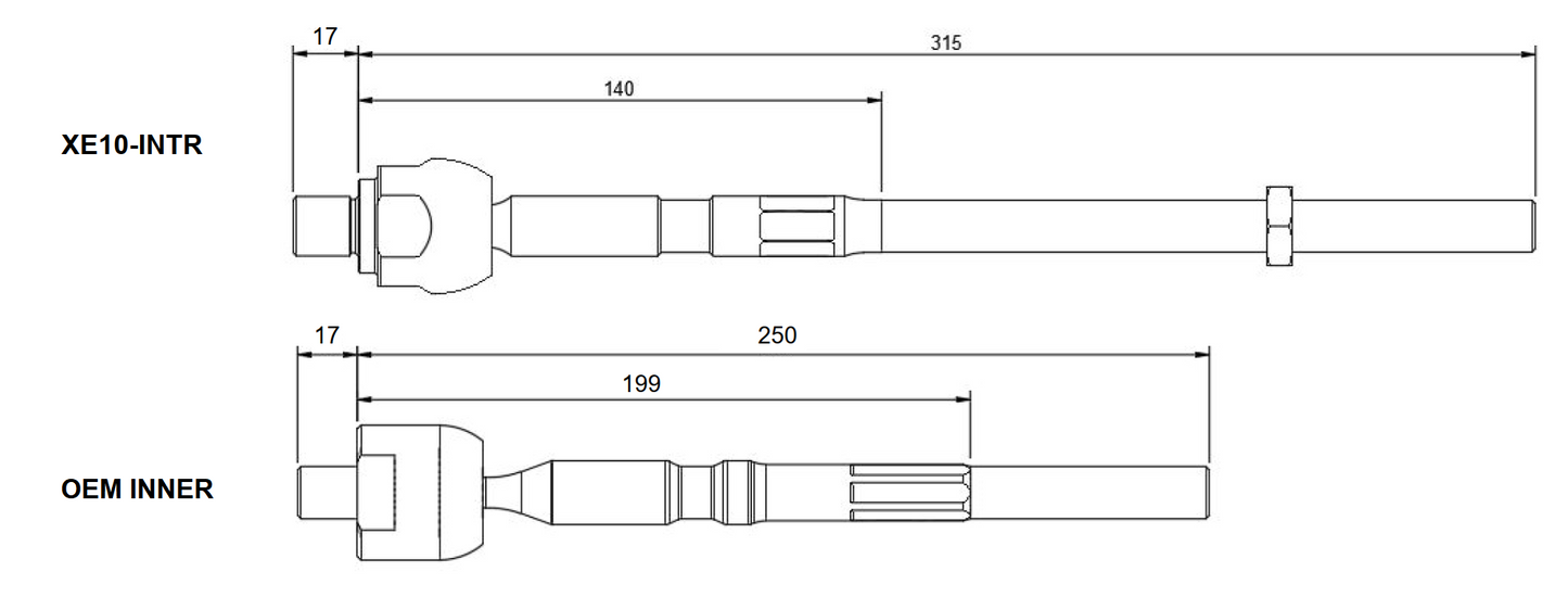 GKTech Lexus IS300 Super Lock Replacement Inner Tie Rod - SOLD INDIVIDUALLY