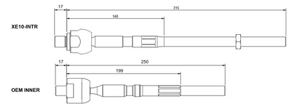 GKTech Lexus IS300 Super Lock Replacement Inner Tie Rod - SOLD INDIVIDUALLY