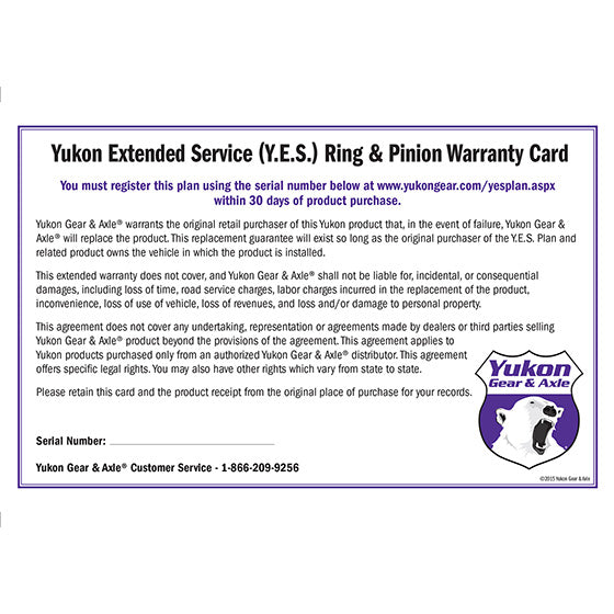 Yukon Gear & Axle Yukon Gear Extended Service Plan for Ring and Pinion YESRP
