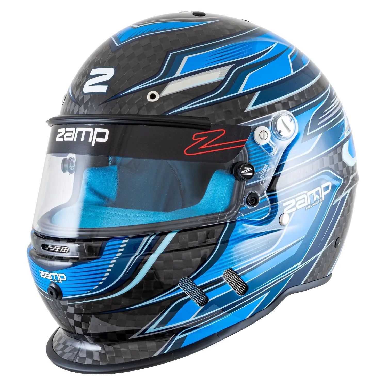 ZAMP Helmet RZ-67D Medium Carbon Flo Blue SA2025 Safety Equipment Helmets and Accessories main image