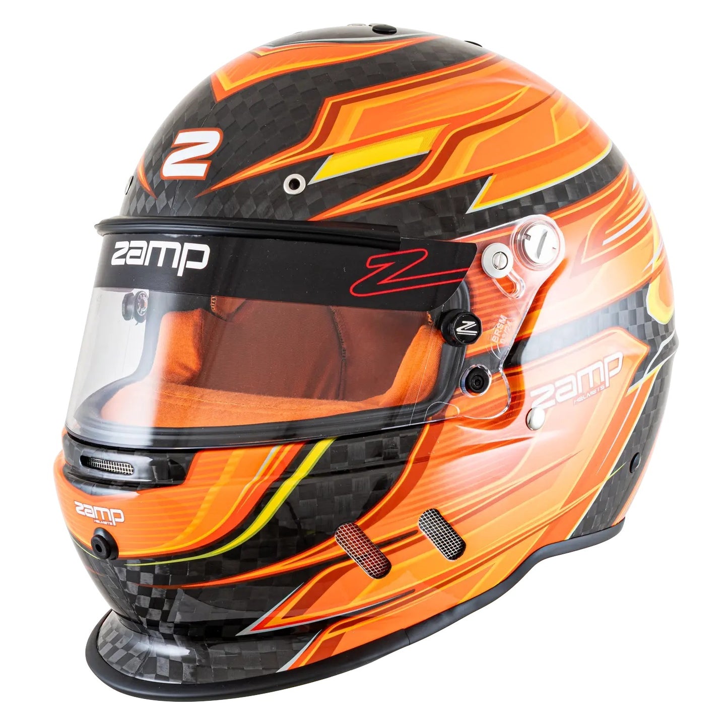 ZAMP Helmet RZ-67D X-Large Carbon Flo Org/Yl SA2025 Safety Equipment Helmets and Accessories main image