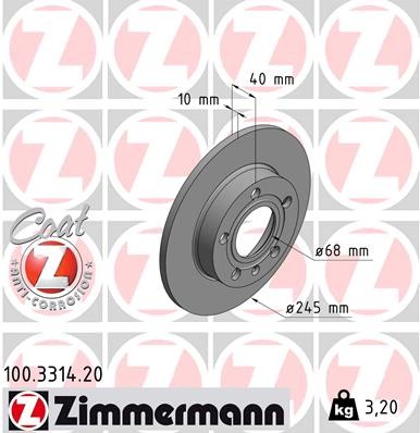 Zimmermann Brake Disc 100.3314.20