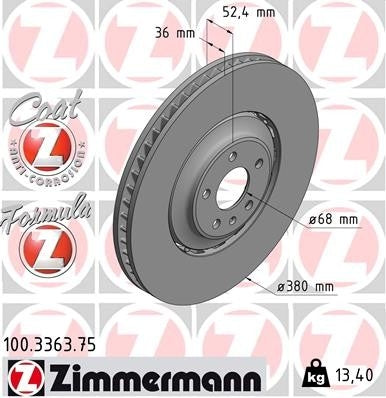 Zimmermann Disc Brake Rotor 100.3363.75
