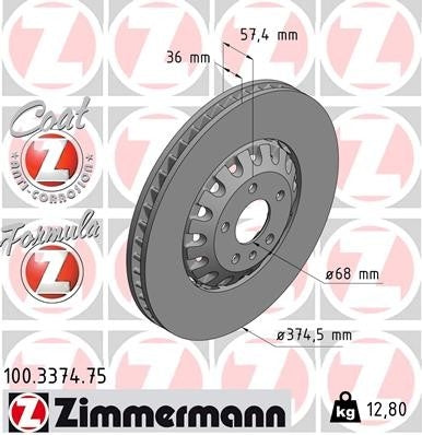 Zimmermann Disc Brake Rotor 100.3374.75